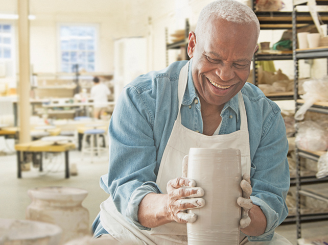 senior sculpting with clay