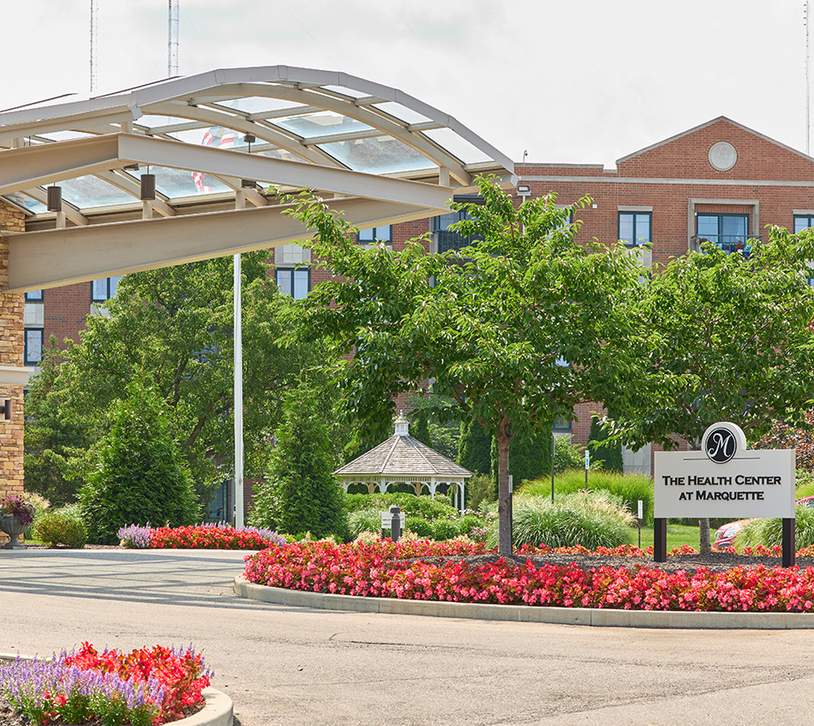 Senior living health center entrance
