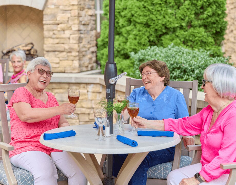 Drinking wine with friends