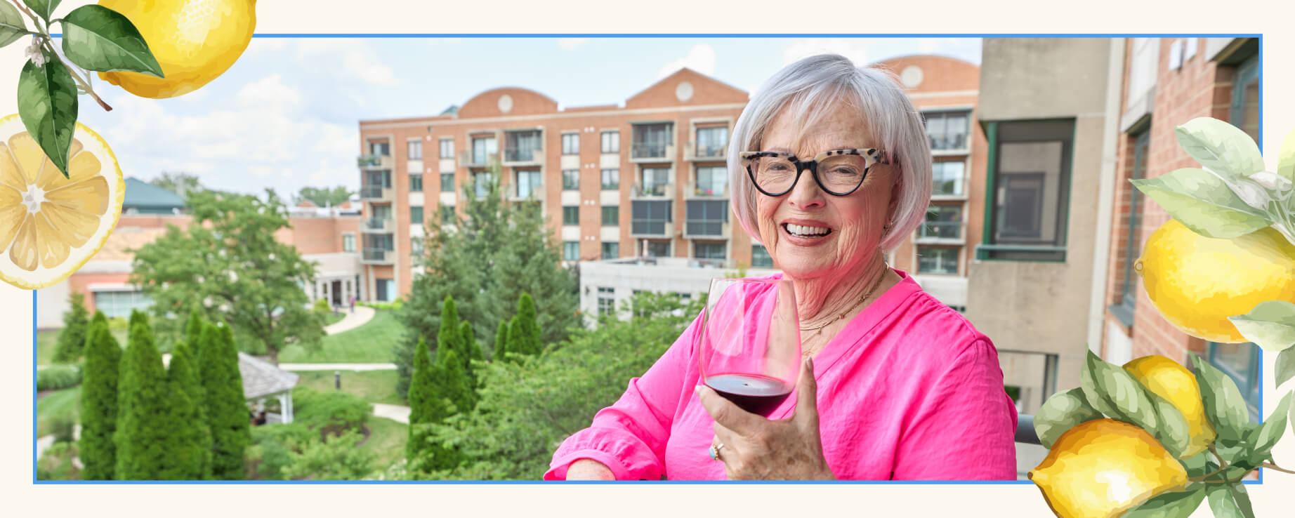 Senior resident at Marquette enjoying cocktail