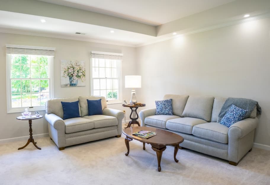 Comfortable living room with couches in Marquette residence