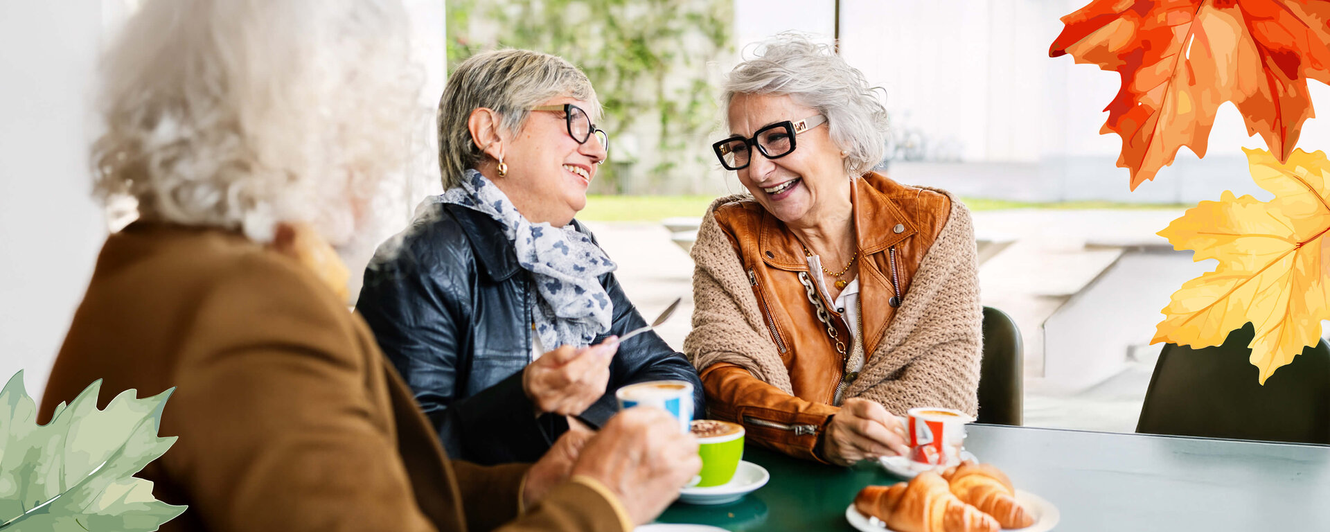 Senior women enjoying a cup of coffee