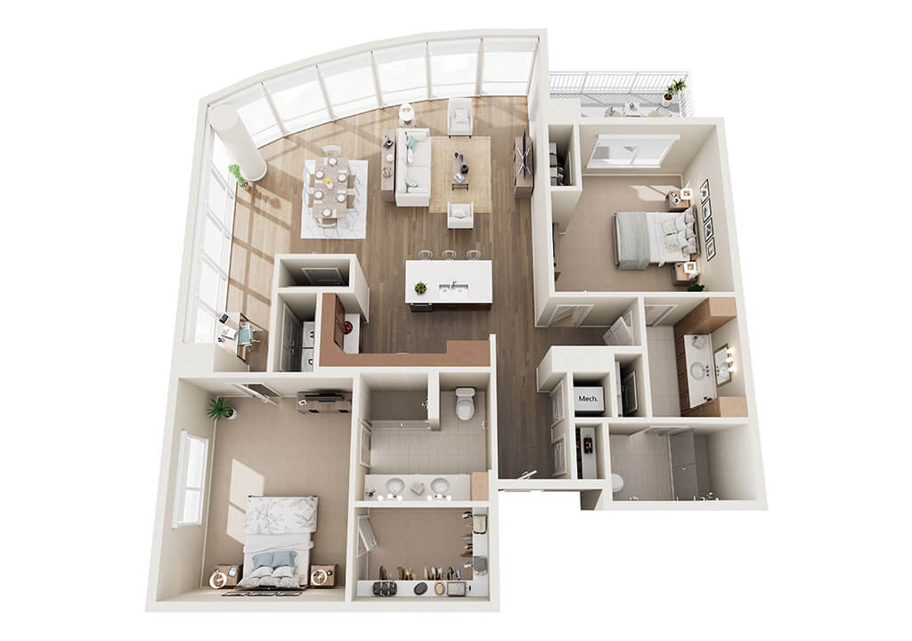 The Hanover floor plan 3d render