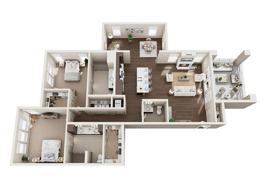 The Peake floor plan 3d render